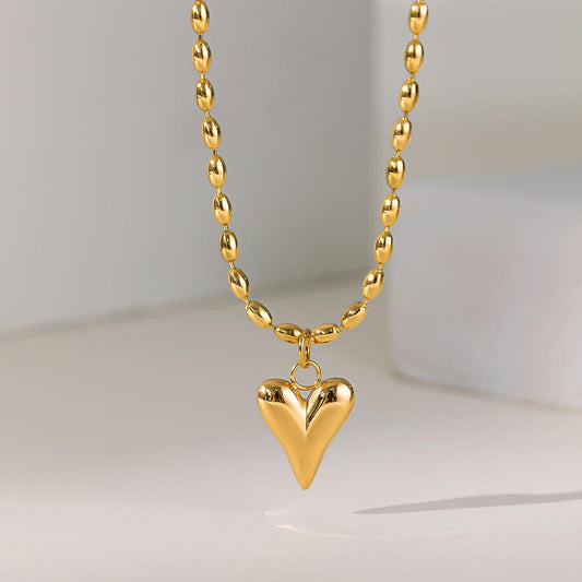 Amora Heart Beaded Chain Necklace - Zenee - Necklaces