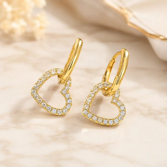 Amora Heart Hoops - Zenee-Earrings