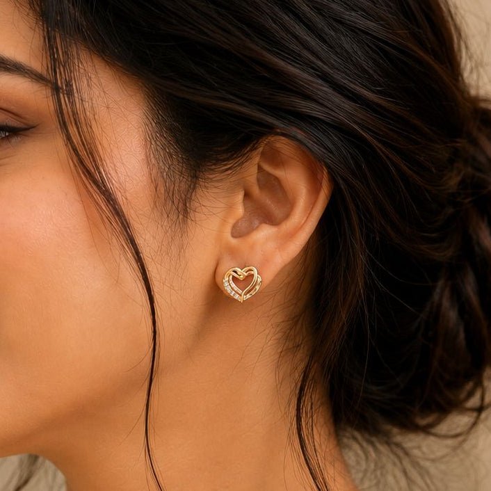 Amora Heart Stud Earrings - Zenee - Earrings