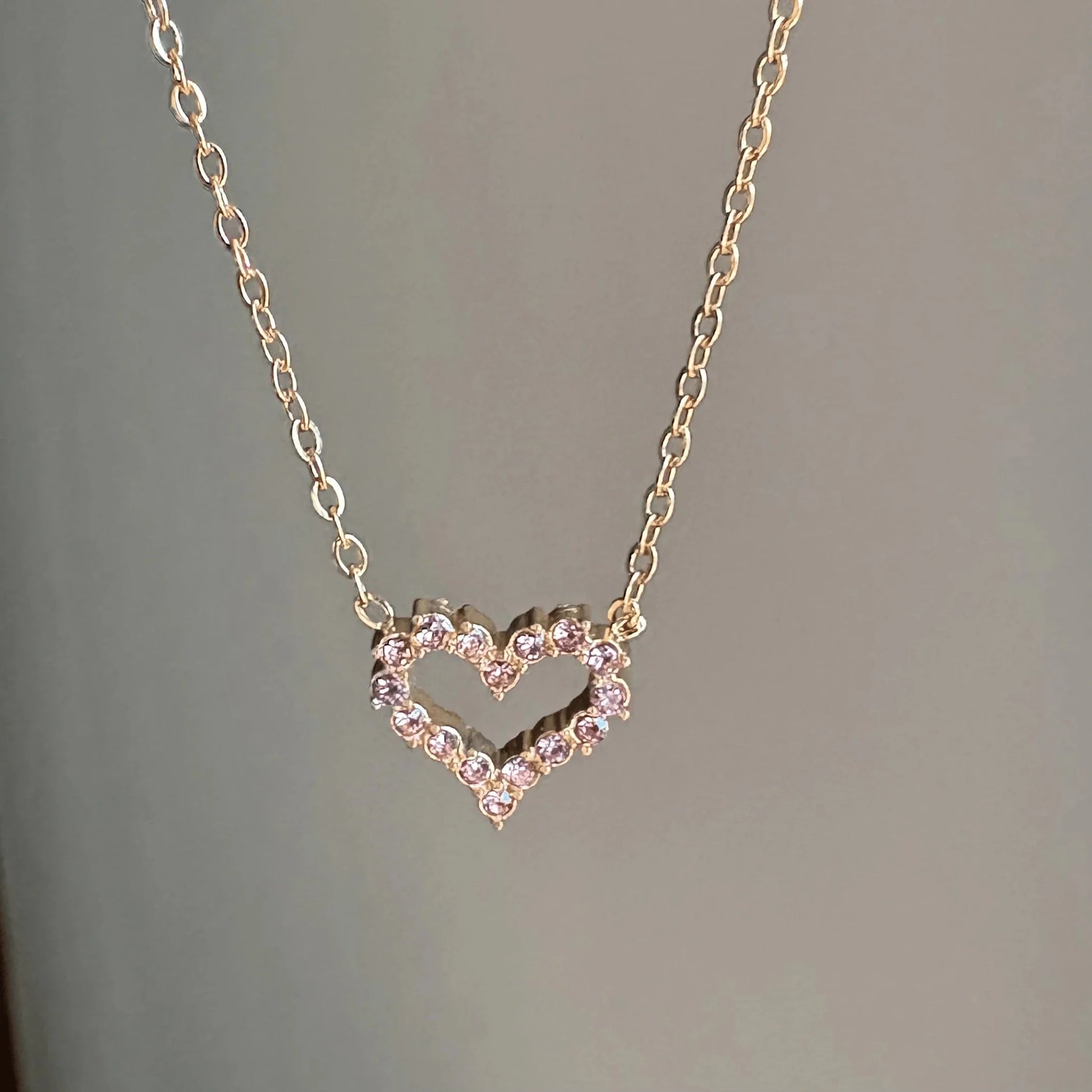 Amora Pink Crystal Heart Necklace - Zenee - Necklaces