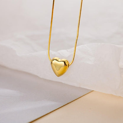 Amora Puffy Heart Snake Chain Necklace - Zenee - Necklaces