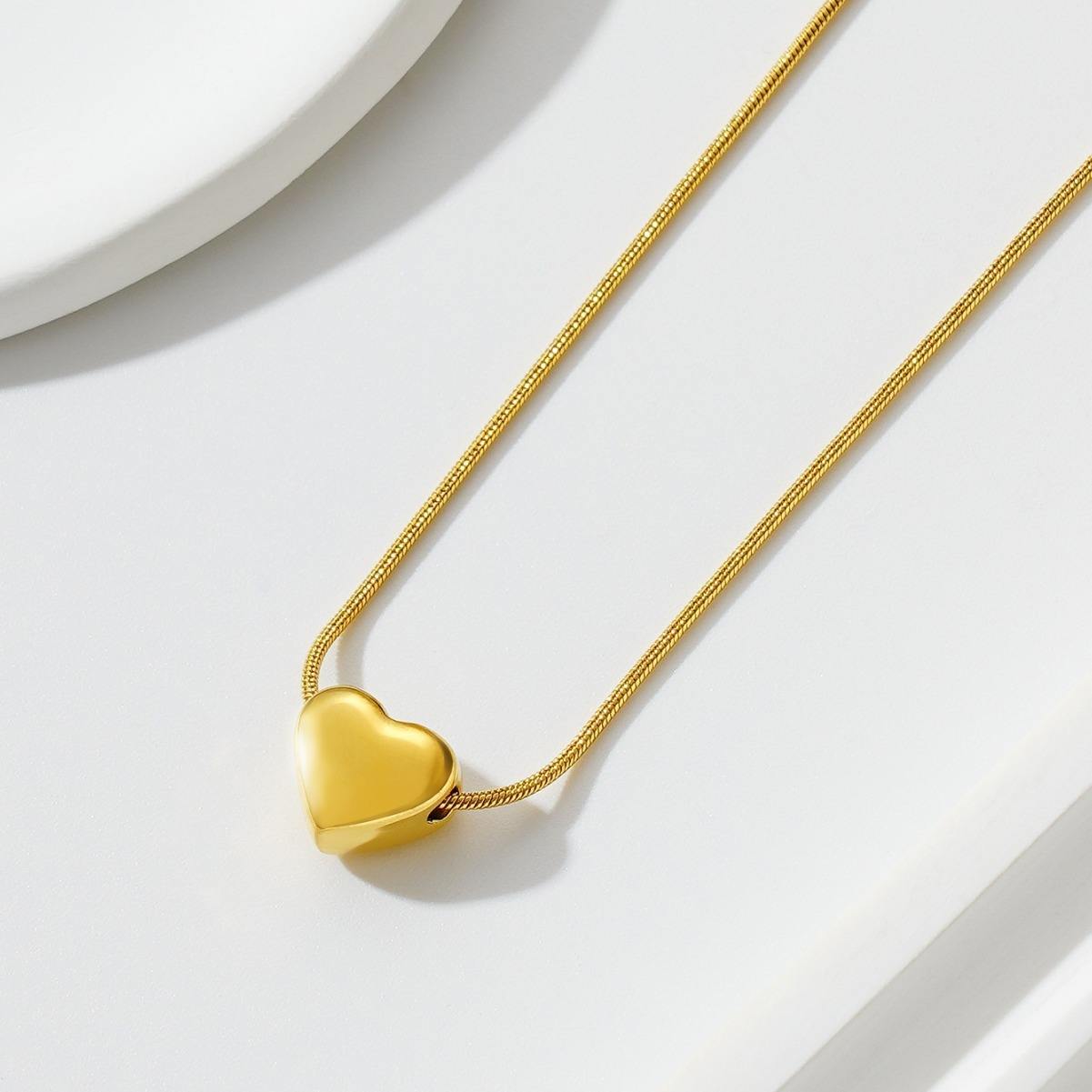 Amora Puffy Heart Snake Chain Necklace - Zenee - Necklaces