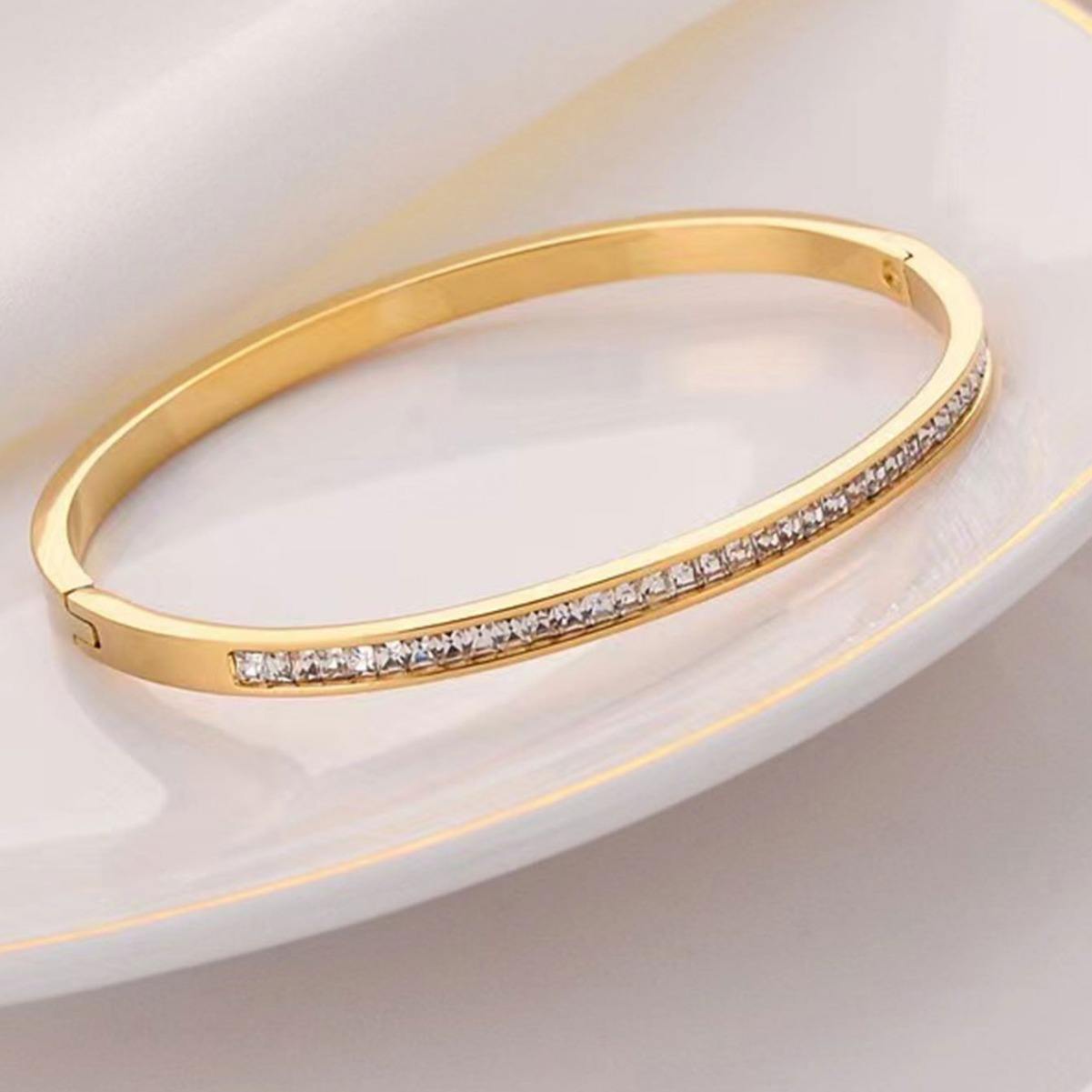 Aurelia Crystal Line Bangle - Zenee - Bracelets