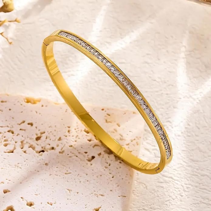 Aurelia Crystal Line Bangle - Zenee - Bracelets