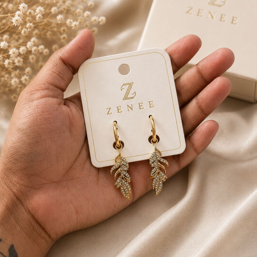 Aurelia Leaf Drop Earrings - Zenee - Earrings