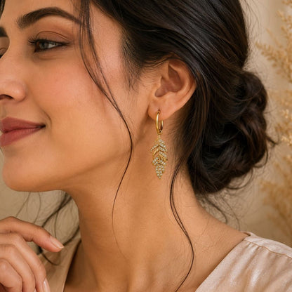 Aurelia Leaf Drop Earrings - Zenee - Earrings