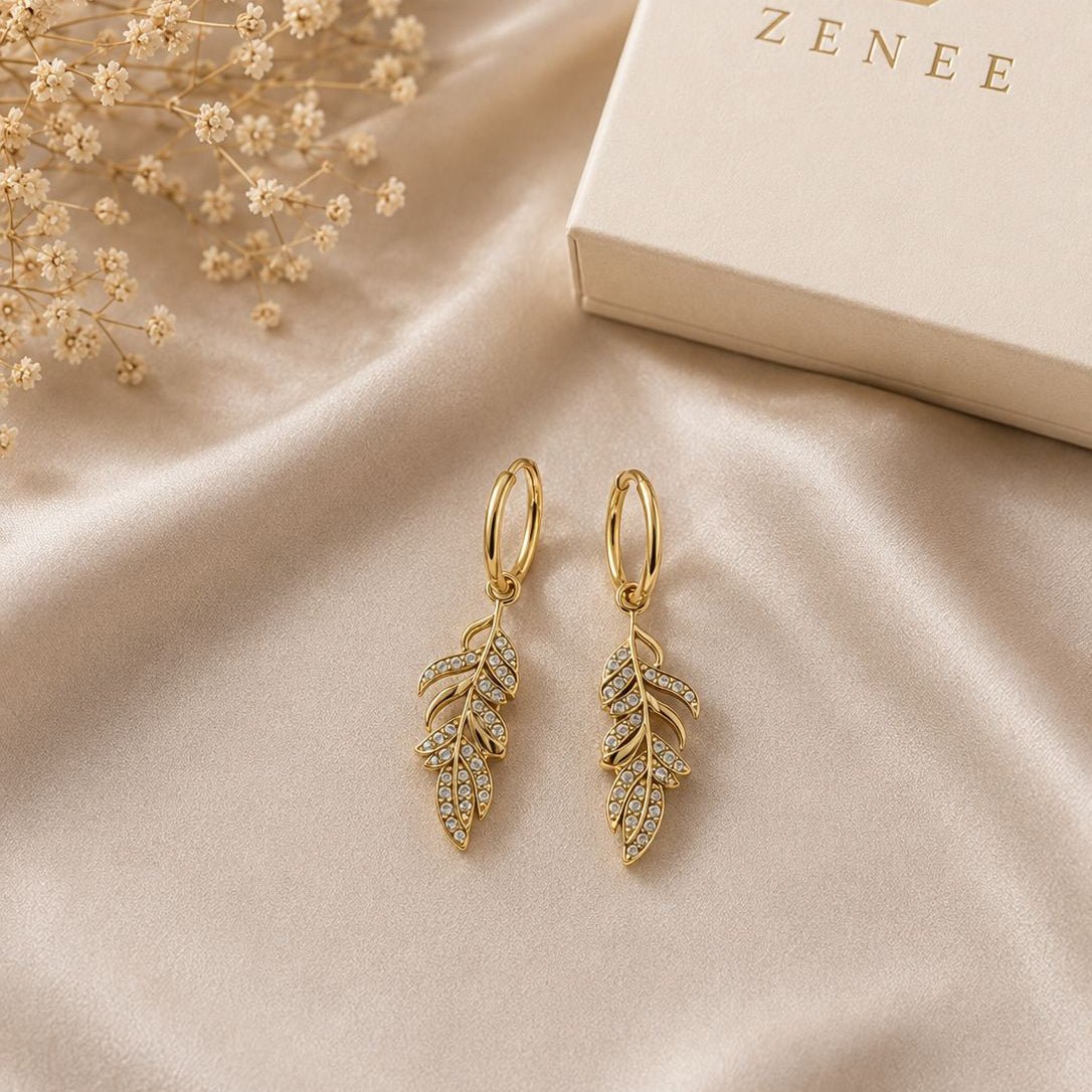 Aurelia Leaf Drop Earrings - Zenee - Earrings