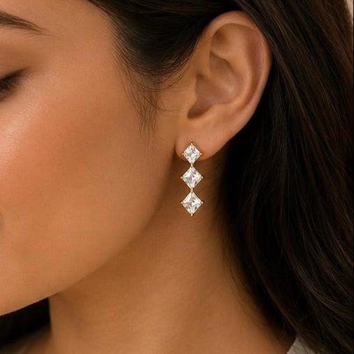 Aurelle Triple Drop Earrings - Zenee-Earrings