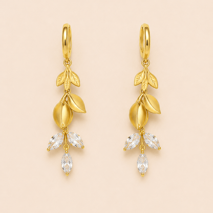 Aurielle Leaf Drop Earrings - Zenee-Earrings