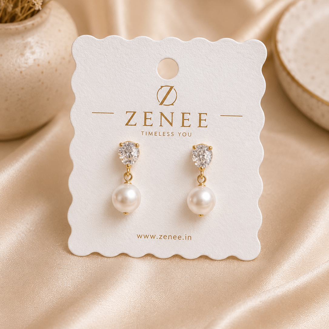 Aurielle Pearl Drop Earrings - Zenee - Earrings