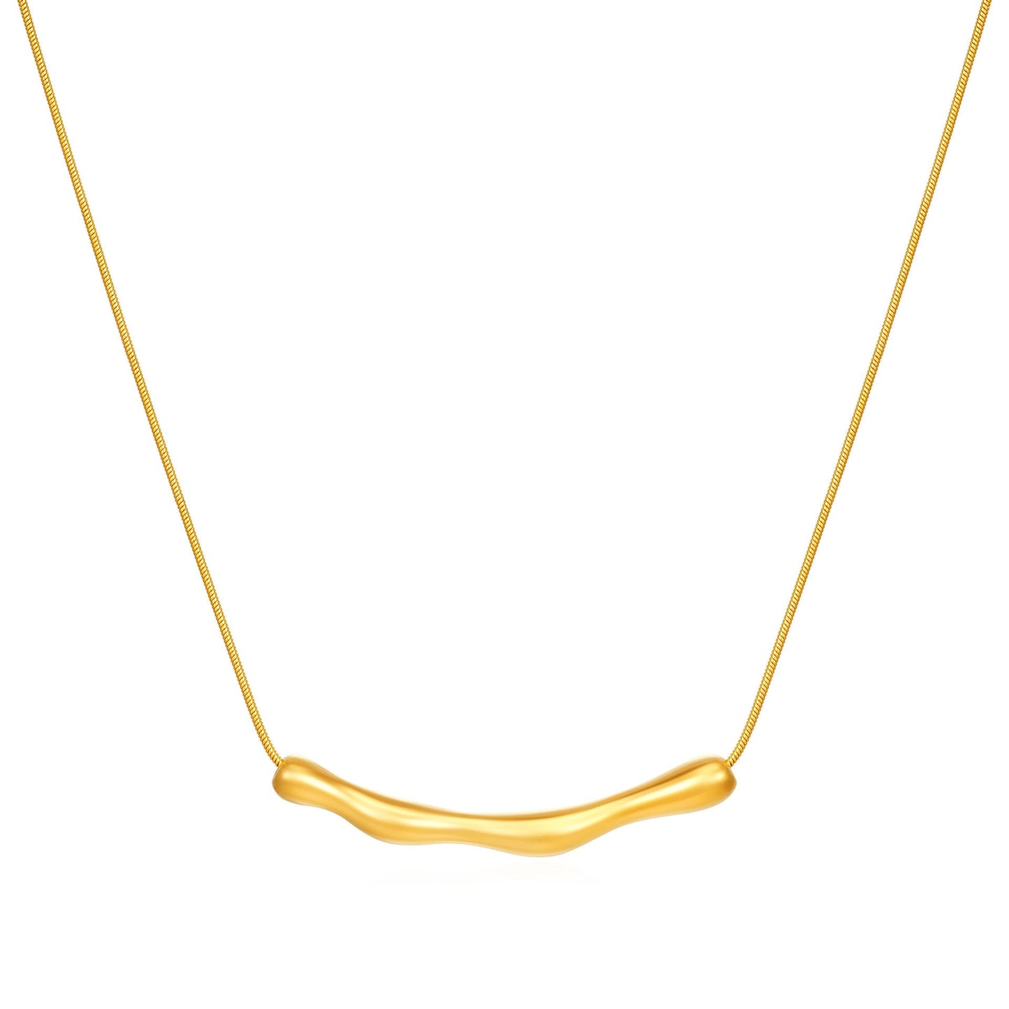 Aurielle Wave Bar Snake Chain Necklace - Zenee - Necklaces