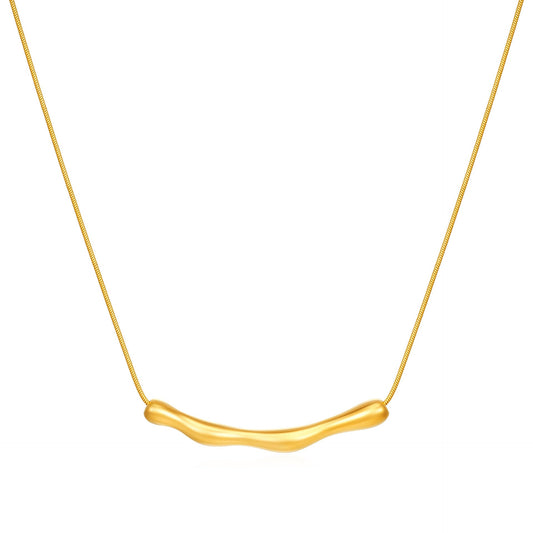 Aurielle Wave Bar Snake Chain Necklace - Zenee - Necklaces