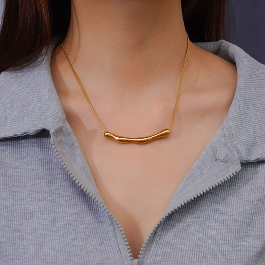 Aurielle Wave Bar Snake Chain Necklace - Zenee - Necklaces