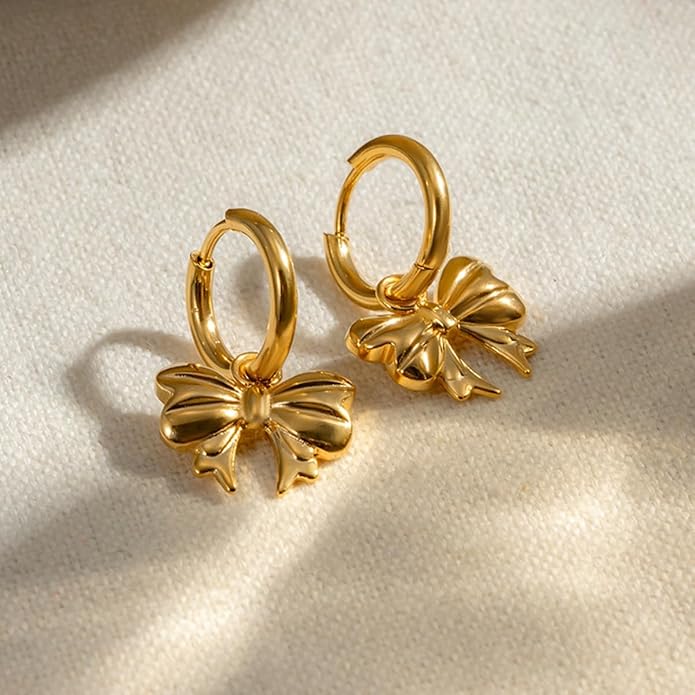 Bella Bow Charm Hoops - Zenee - Earrings