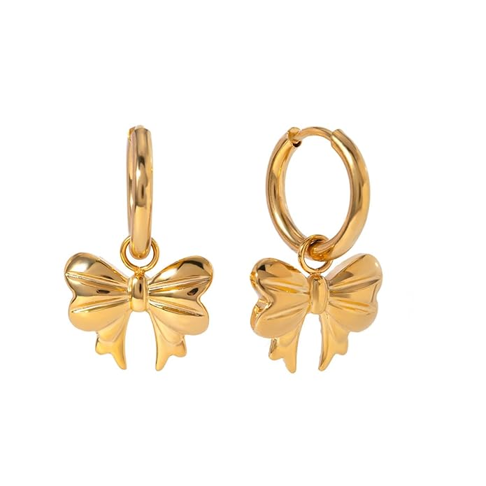 Bella Bow Charm Hoops - Zenee - Earrings
