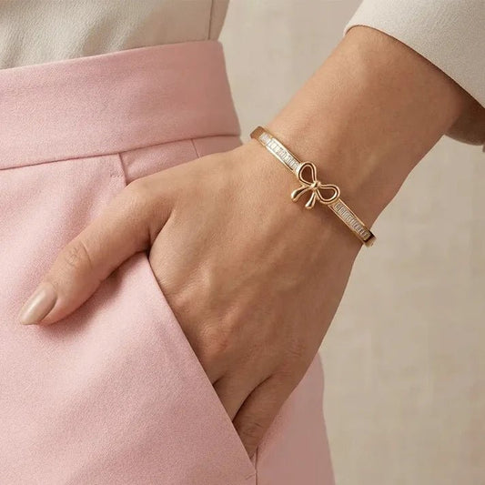 Bella Bow Crystal Bangle - Zenee - Bracelets
