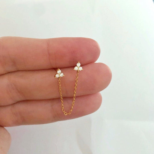 Celeste Chain Stud Earrings - Zenee - Earrings
