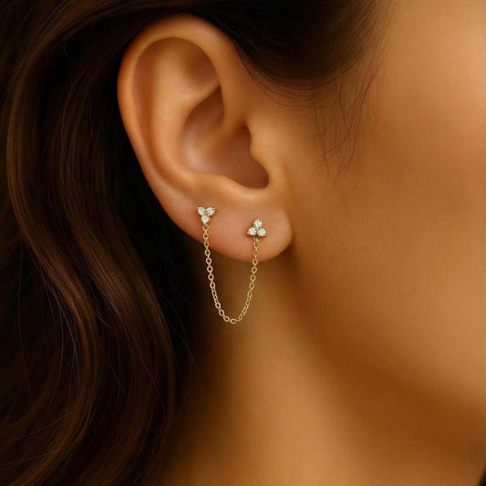 Celeste Chain Stud Earrings - Zenee - Earrings
