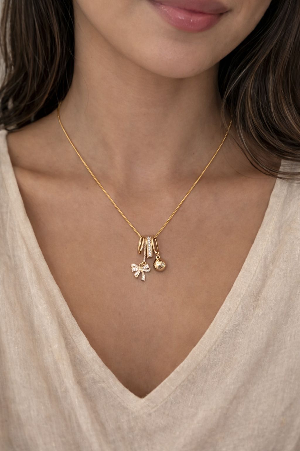 Celeste Charm Cluster Necklace - Zenee - 