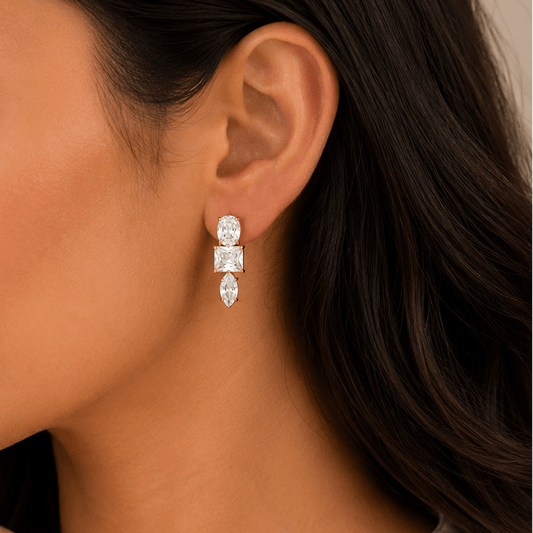 Celestia Crystal Drop Earrings - Zenee-Earrings