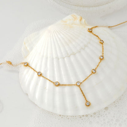 Celestia Crystal Drop Station Necklace - Zenee - Necklaces