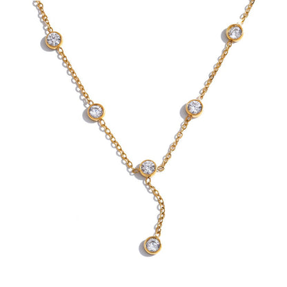 Celestia Crystal Drop Station Necklace - Zenee - Necklaces