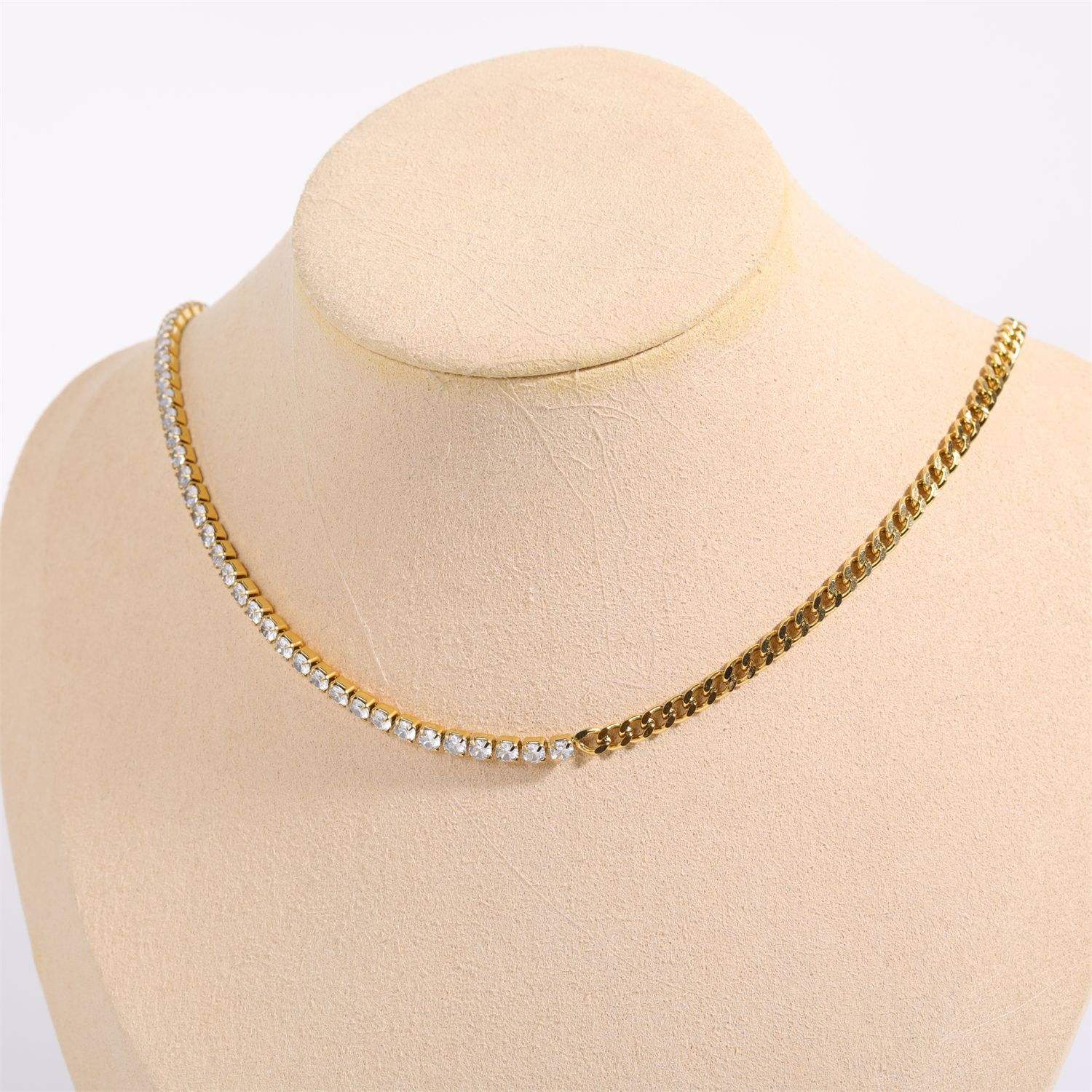 Celestia Half Tennis Chain Necklace - Zenee - Necklaces