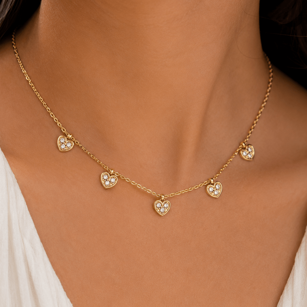 Celestia Heart Charm Necklace - Zenee - Necklaces