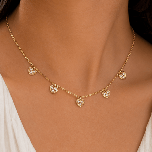 Celestia Heart Charm Necklace - Zenee - Necklaces