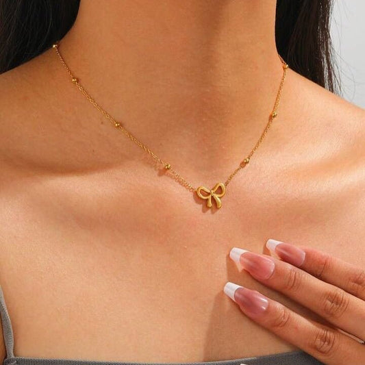 Coquette Bow Charm Necklace - Zenee - Necklaces