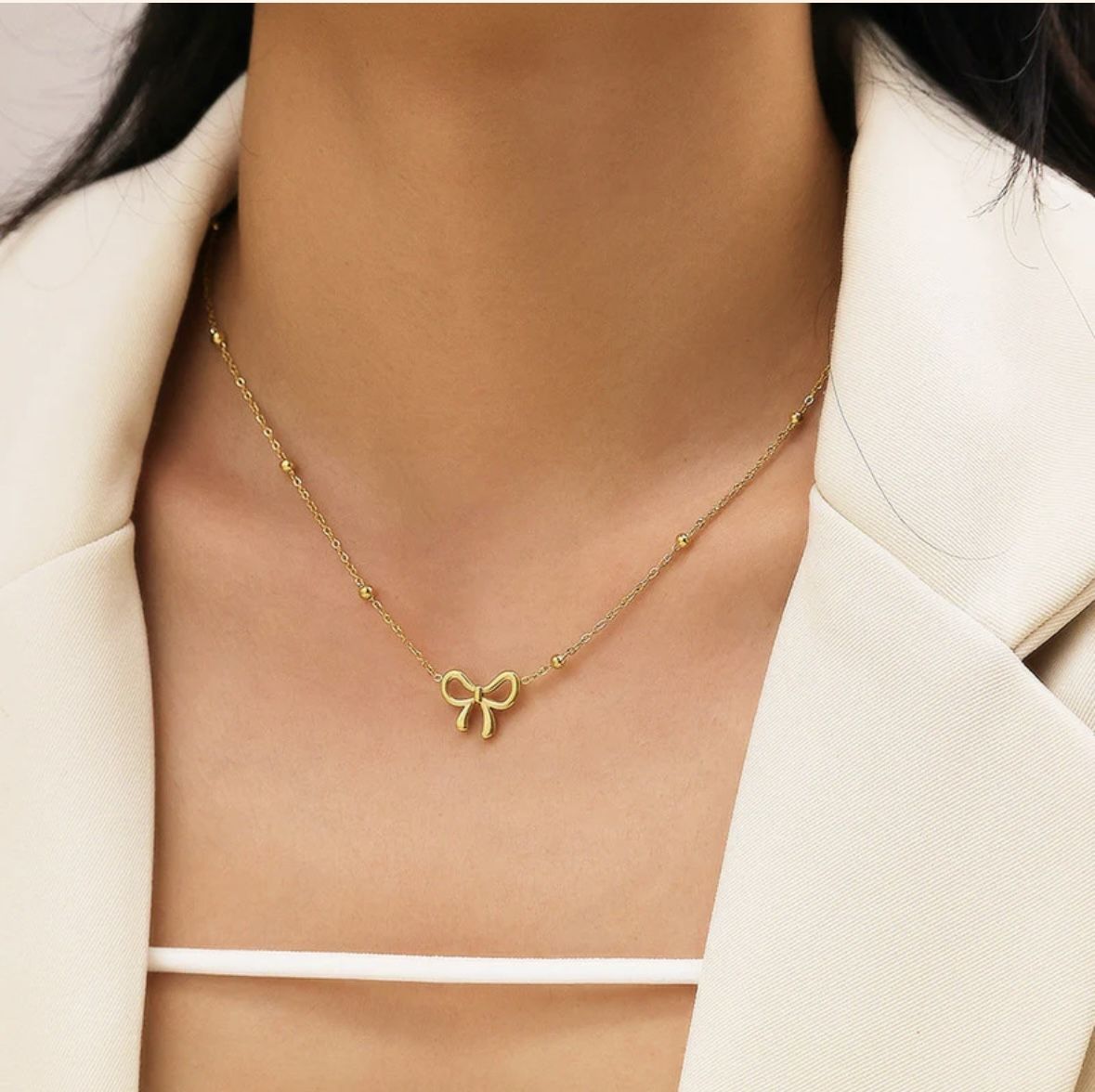 Coquette Bow Charm Necklace - Zenee - Necklaces