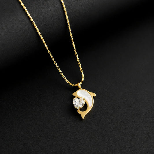 Delfina Heart Dolphin Necklace - Zenee - Necklaces