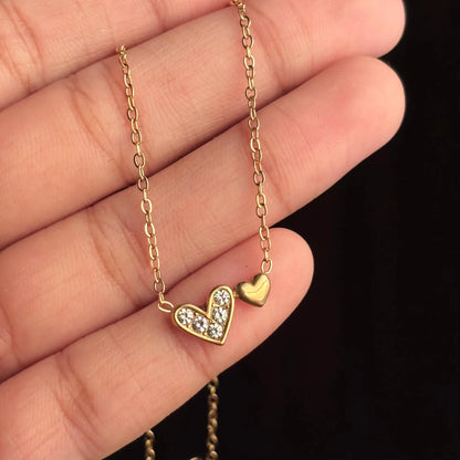 Duo Heart Necklace - Zenee - Necklaces