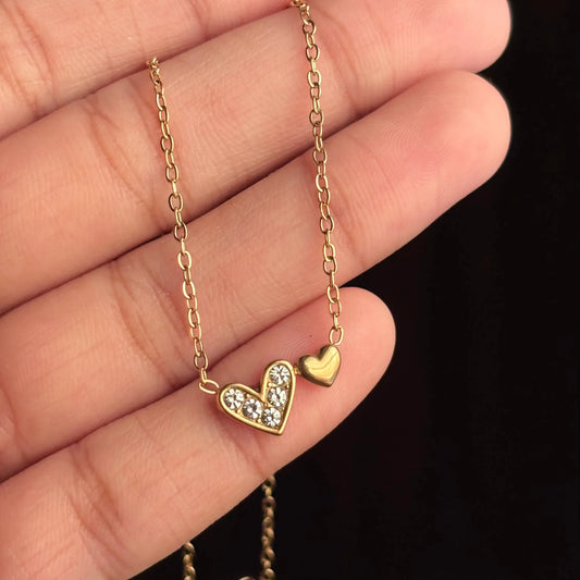 Duo Heart Necklace - Zenee - Necklaces