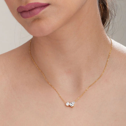 Duo Sparkle Charm Necklace - Zenee - Necklaces