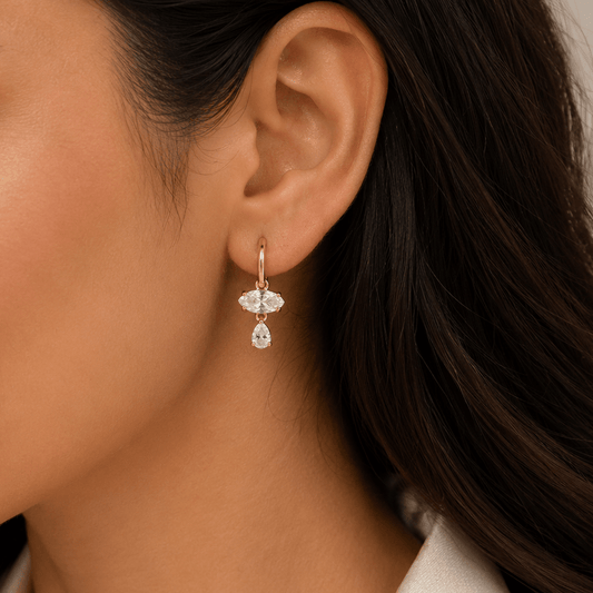 Elara Drop Hoop Earrings - Zenee-Earrings