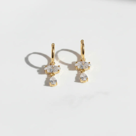 Elara Drop Hoop Earrings - Zenee-Earrings