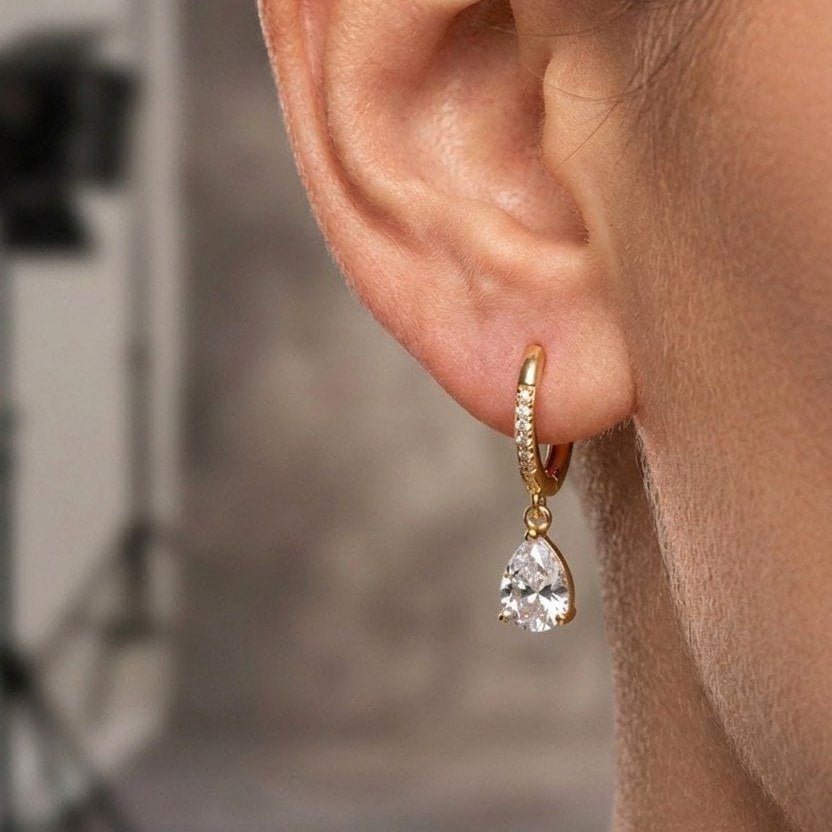 Elara Teardrop Spark Hoops - Zenee - Earrings
