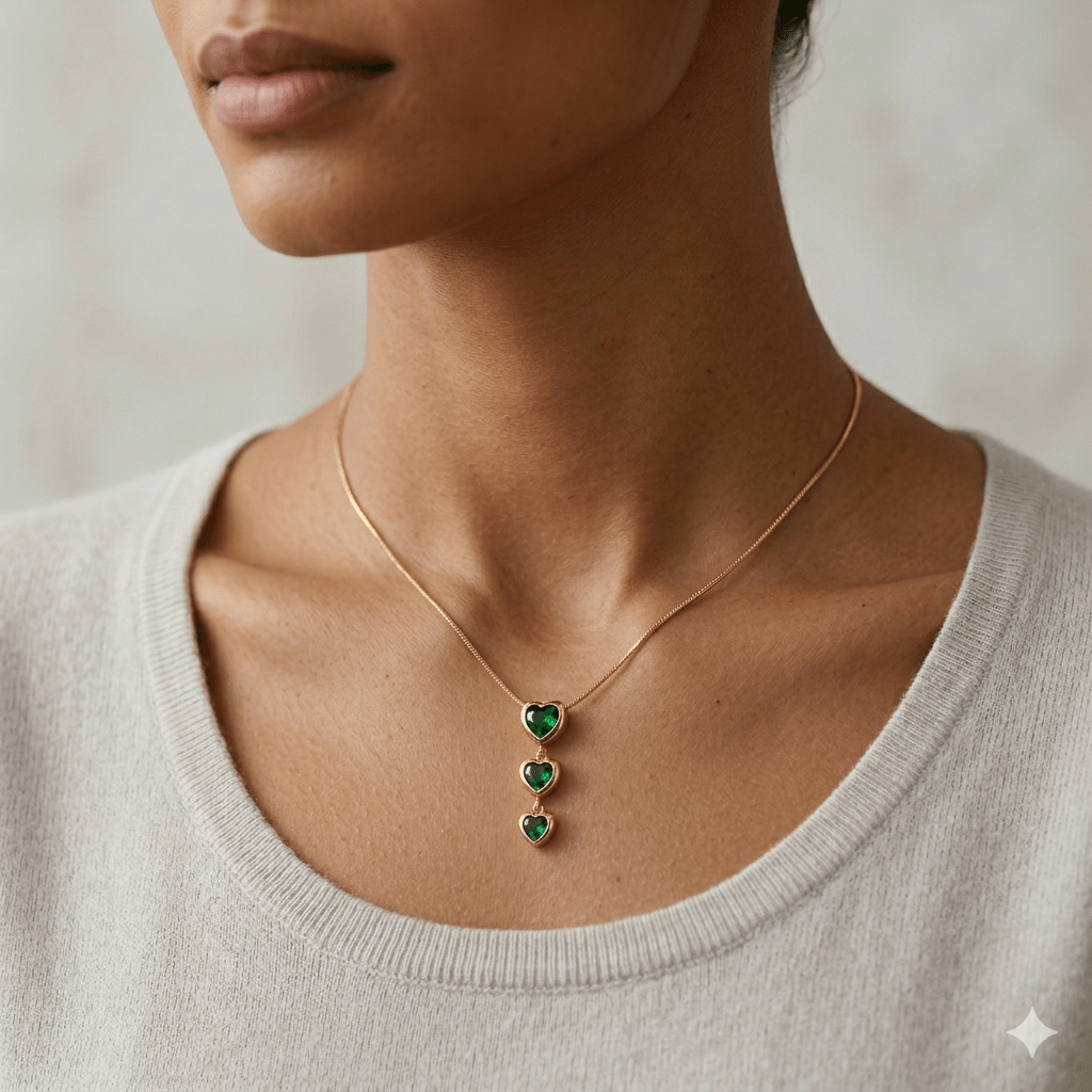 Emera Drop Heart Necklace - Zenee - Necklaces