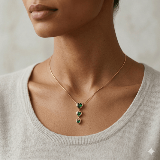 Emera Drop Heart Necklace - Zenee - Necklaces