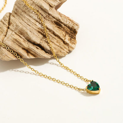 Emera Heart Solitaire Necklace - Zenee - Necklaces
