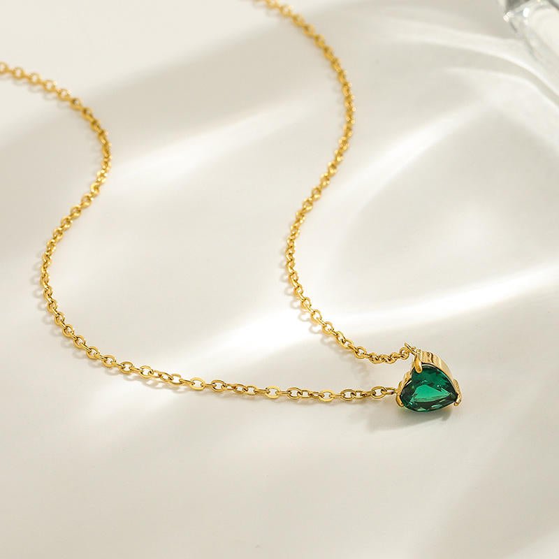 Emera Heart Solitaire Necklace - Zenee - Necklaces