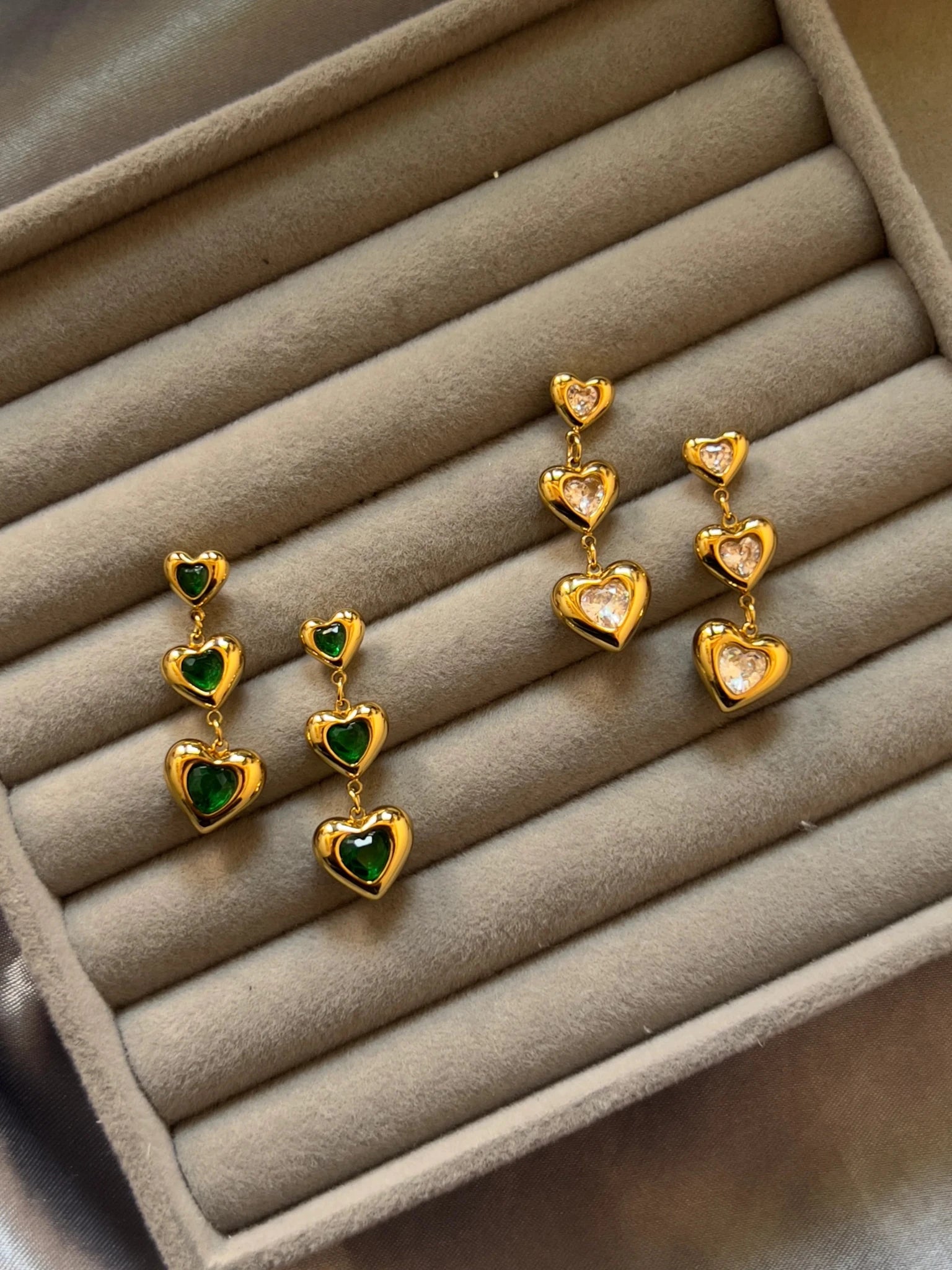 Emera Luxe Heart Drops - Zenee - Earrings