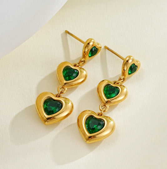 Emera Luxe Heart Drops - Zenee - Earrings