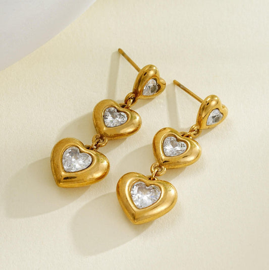 Emera Luxe Heart Drops - Zenee - Earrings