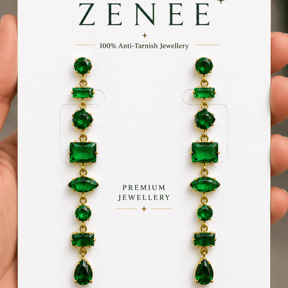 Emerald Cascade Earrings - Zenee - Earrings