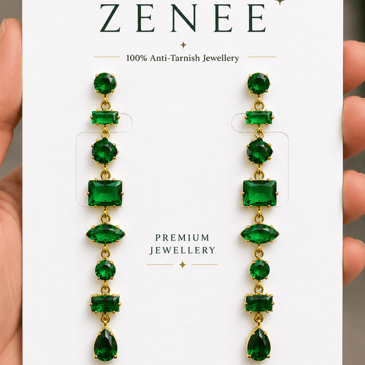 Emerald Cascade Earrings - Zenee - Earrings