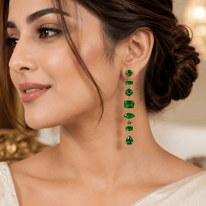 Emerald Cascade Earrings - Zenee - Earrings