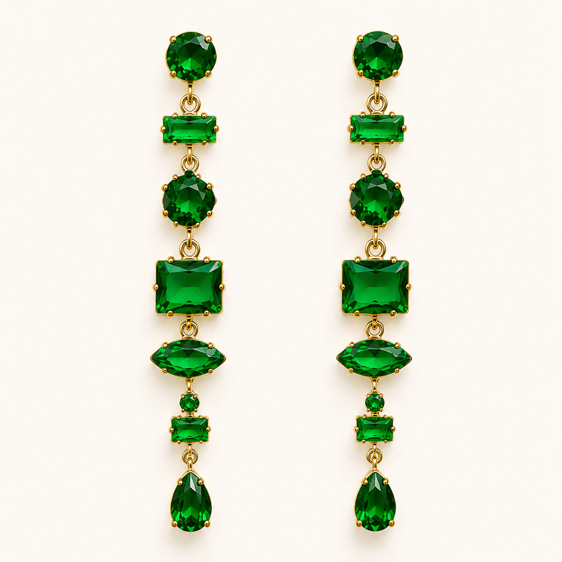 Emerald Cascade Earrings - Zenee - Earrings
