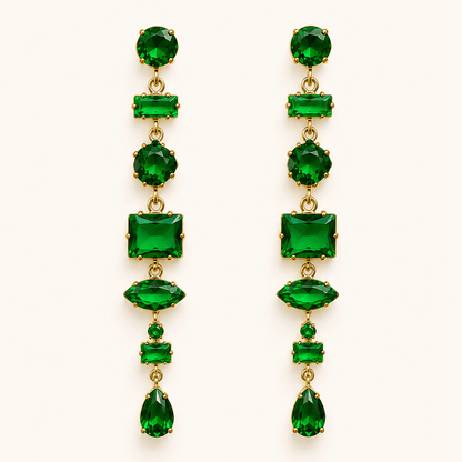 Emerald Cascade Earrings - Zenee - Earrings